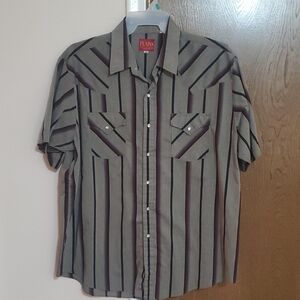Plains Men's Black and Gray Striped Casual Shirt